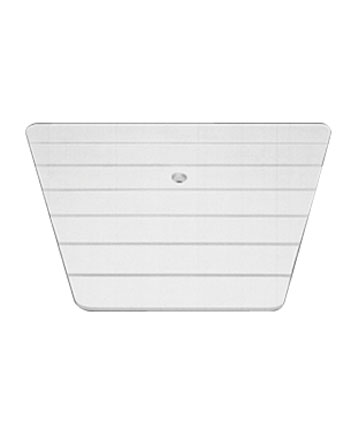 White, rectangular ceramic sink insert with horizontal grooves, overhead view, isolated on a white background.