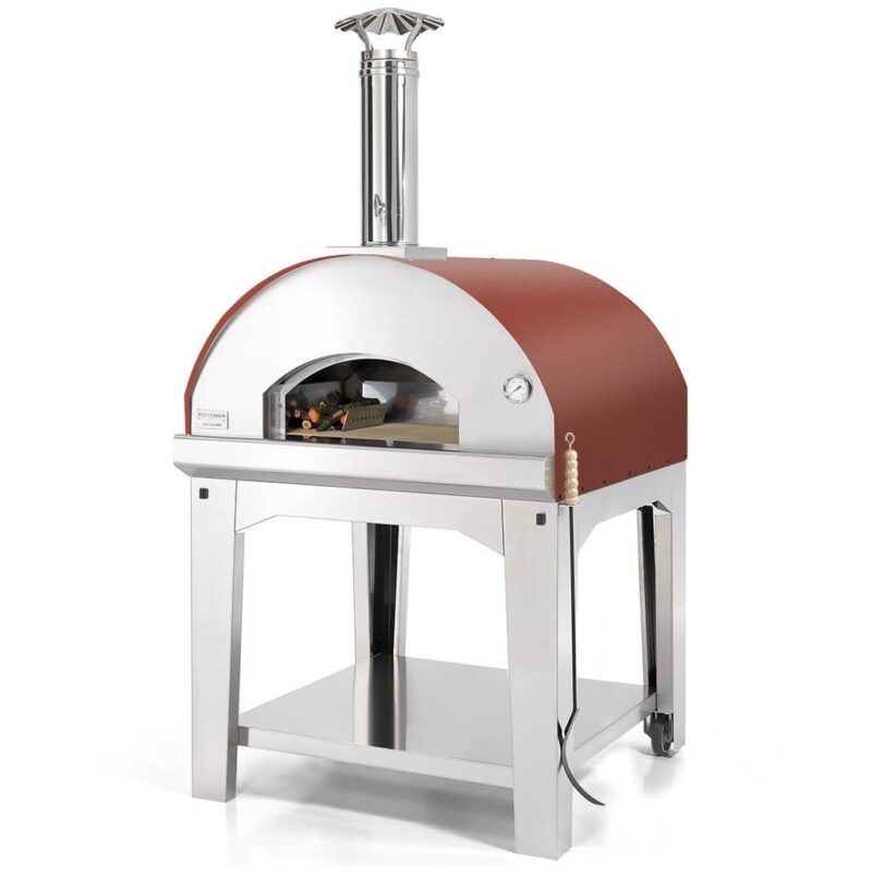 Fontana Forni Marinara Wood Fired Pizza Oven with Cart Red