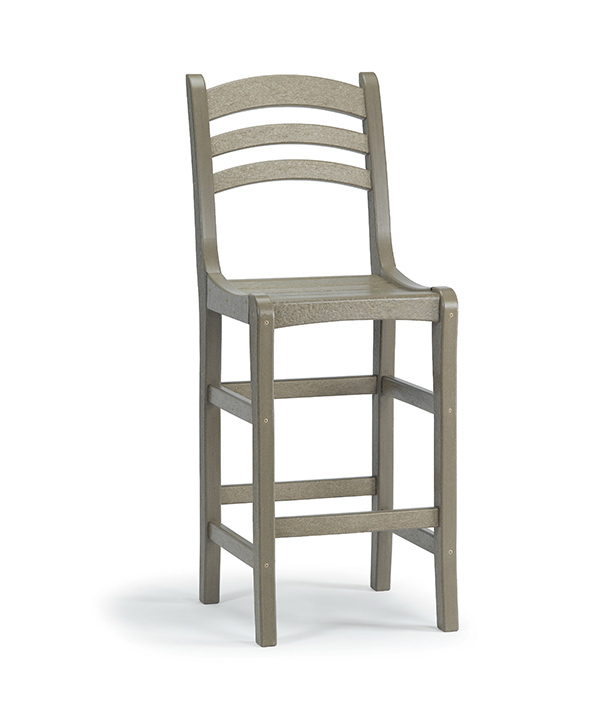 Avanti Bar Side Chair by Breezesta made in bar height and recycled poly with 20 color options to choose from