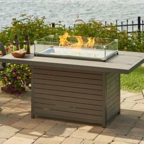 Brooks modern gas fire pit by Outdoor GreatRoom in an outdoor living space near a body of water