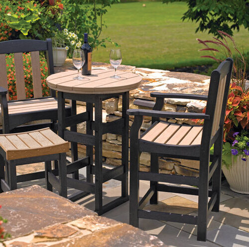 Café Counter Set by Breezesta, part of the line of counter-height outdoor patio furniture tables made from recycled poly